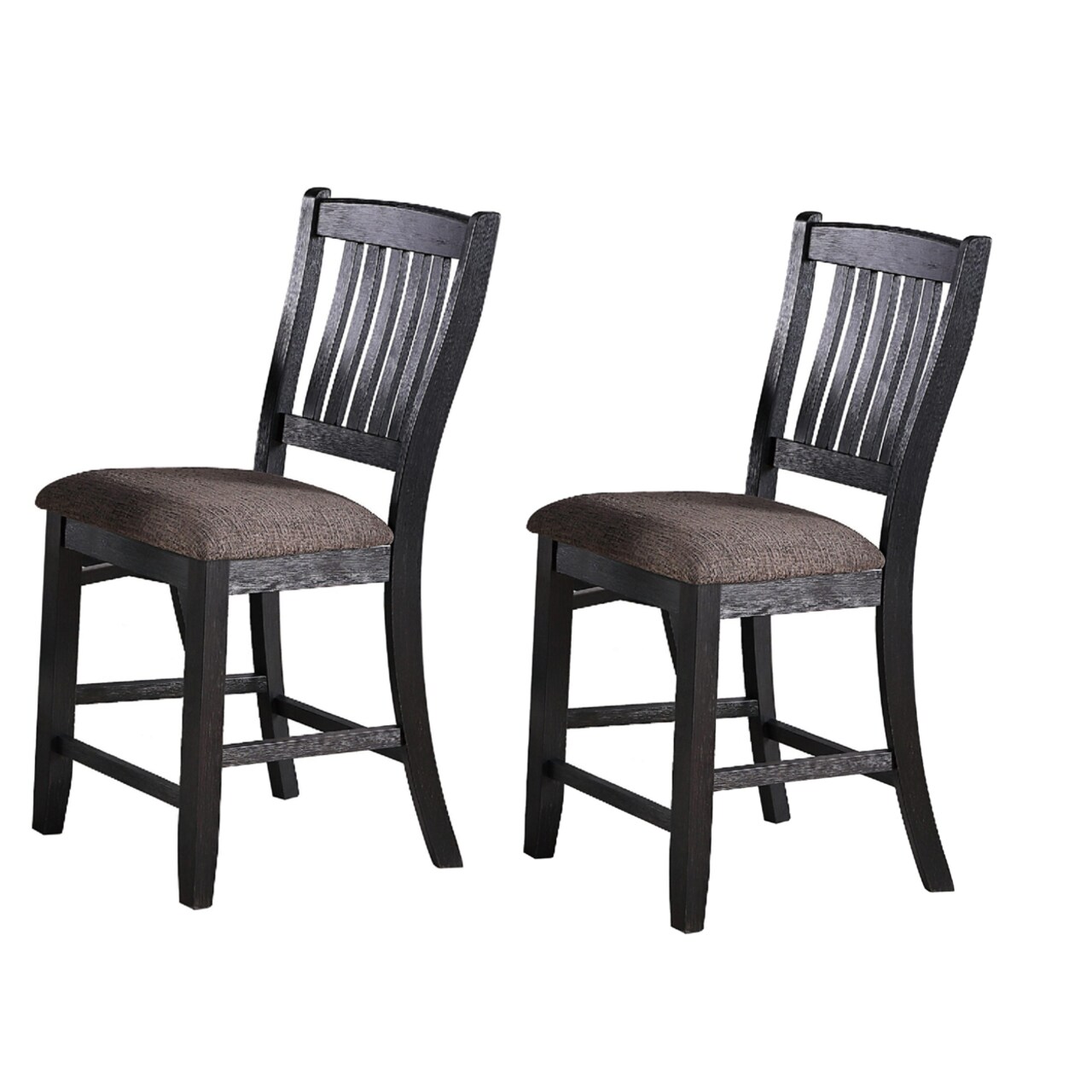 Saltoro Sherpi Chair with High Slatted Back Design, Set of 2, Dark Brown-